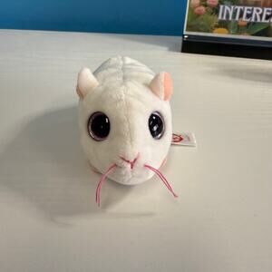 TY Beanie Boo Anna Mouse Mini Plush White Pink Eyes Small Stuffed Animal EUC